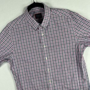 UNTUCKit Mens M Tall Slim Fit Purple Plaid Wrinkle Free Button Down Shirt